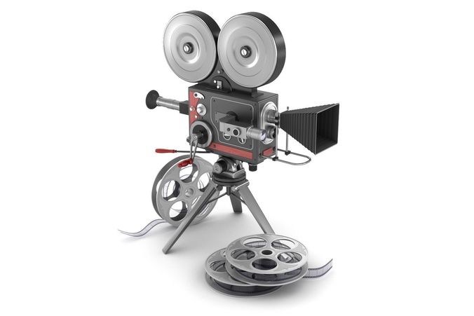 Vintage movie camera and film 3D model