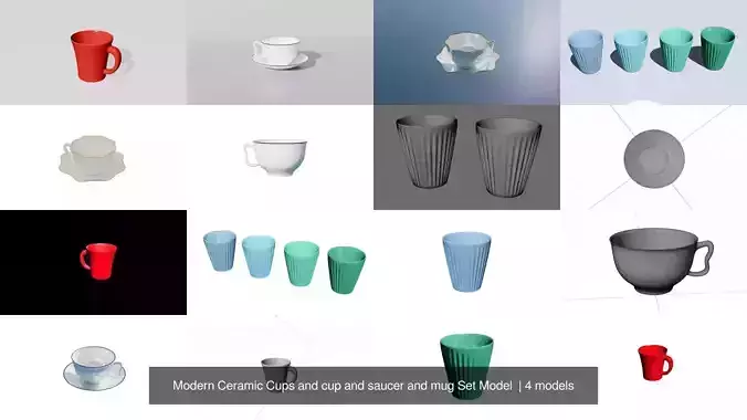 Modern Ceramic Cups and cup and saucer and mug Set Model 