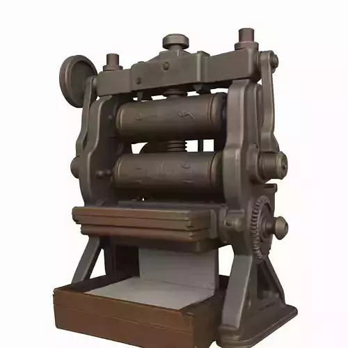 Vintage 3D Bank Note Press Machine Detailed Roller Assembly