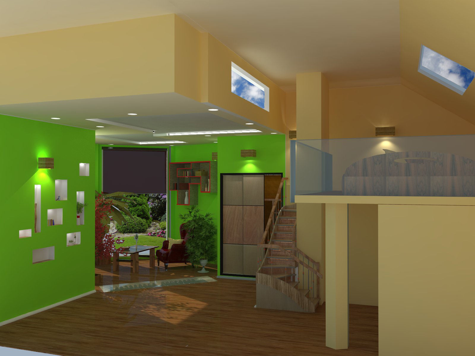 Interior living room with walls Low-poly 3D model_5