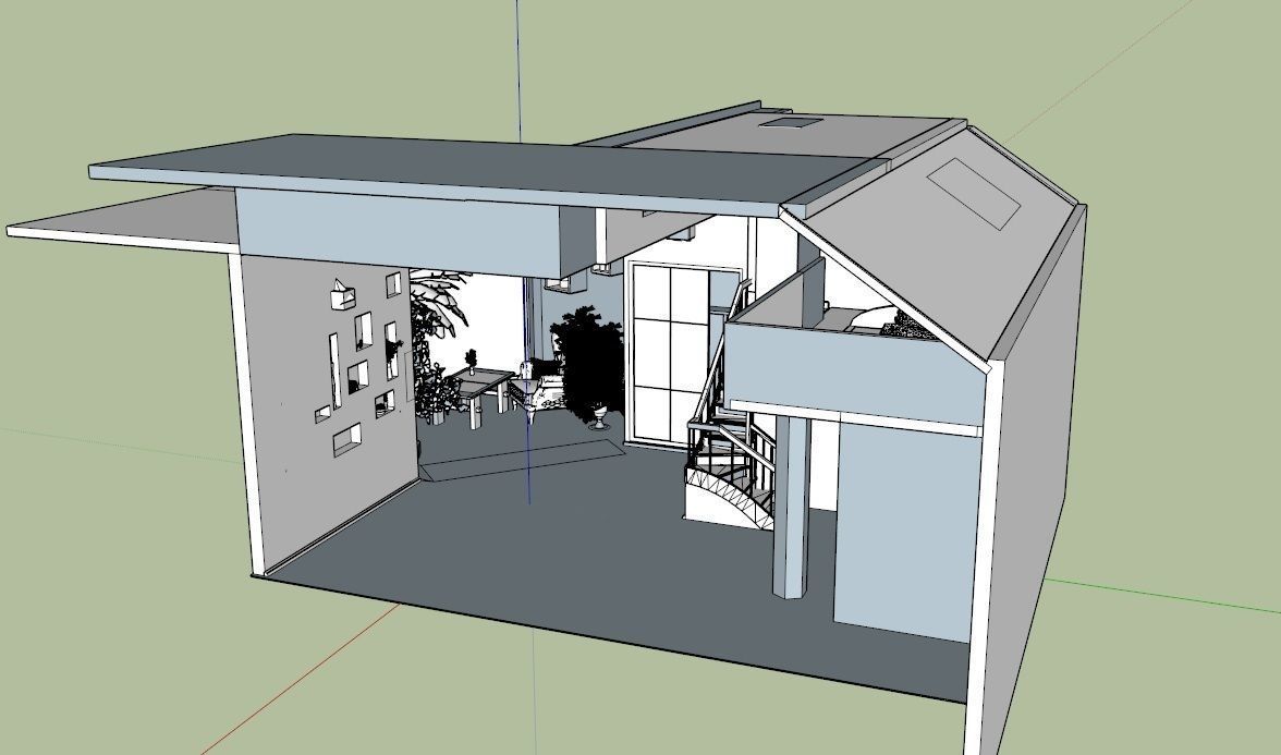 Interior living room with walls Low-poly 3D model_3