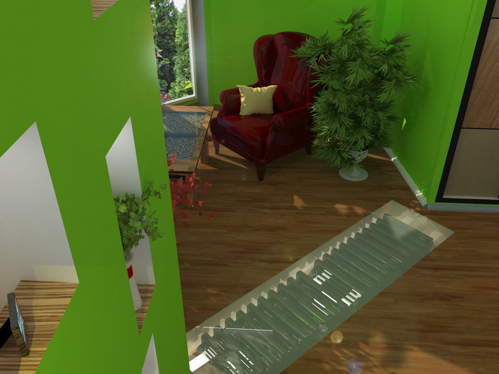 Interior living room with walls Low-poly 3D model_6