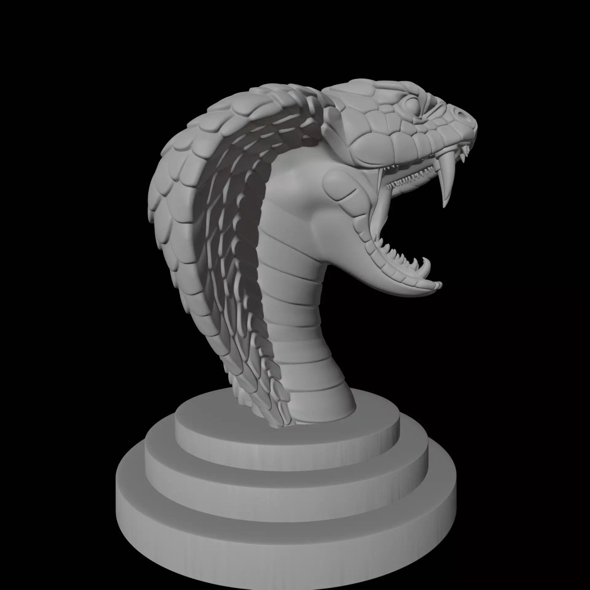 Cobra Open Mouth Threat Fearsome Wildlife Sculpture 3D model 3D 