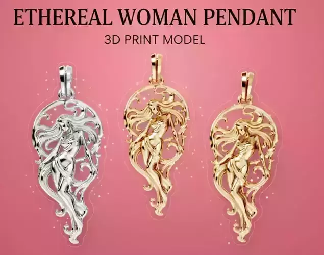 Ethereal Woman Pendant  Divine Goddess 3D Print Model 