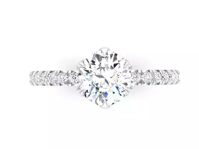 80 Point Round Solitaire Pave Band 3dm