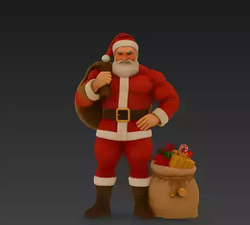 Buff Santa Claus - Realistic Christmas Character Low-poly 3D model