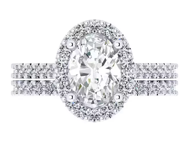 Oval Halo Engagement Ring Solitaire SET 3dm