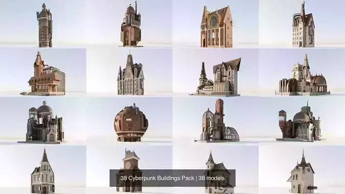 38 Cyberpunk Buildings Pack