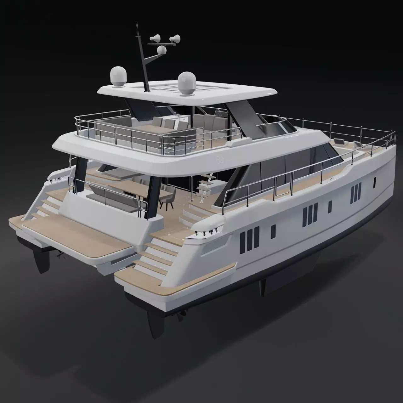 60 POWER CATAMARAN luxury 3D Rendering 3D model