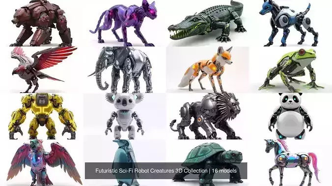 Futuristic Sci-Fi Robot Creatures 3D Collection