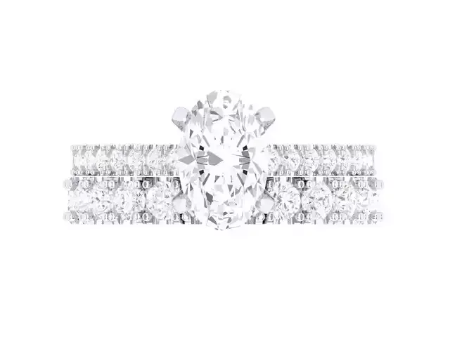 Oval Engagement Ring and Wedding Band SET 3dm