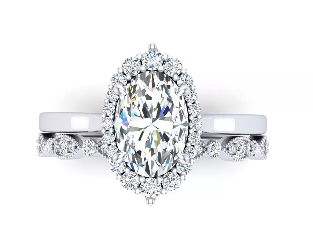 Multiple Variations Oval Halo Engagement Ring SET 3dm 3D print model
