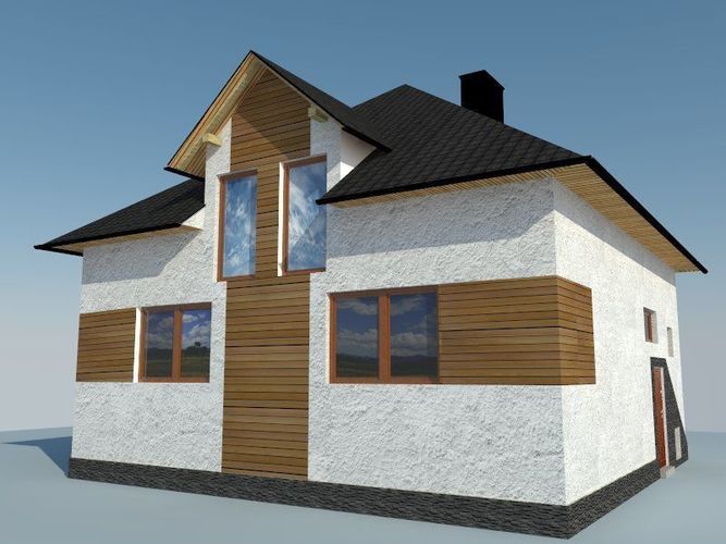 House with shutters Low-poly 3D model