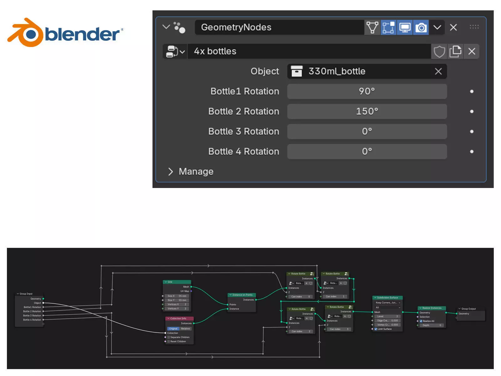 4 pack 330ml shrinkwrapped bottles 3D model_10