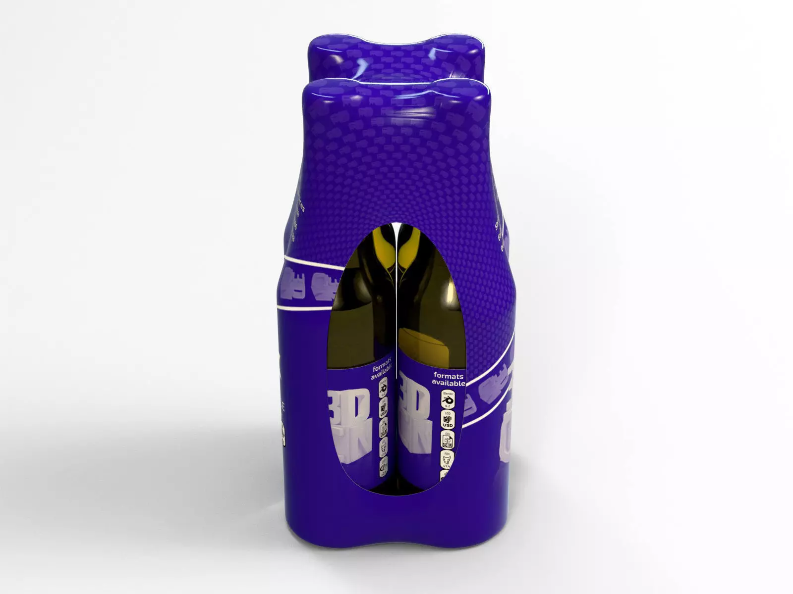 4 pack 330ml shrinkwrapped bottles 3D model_4