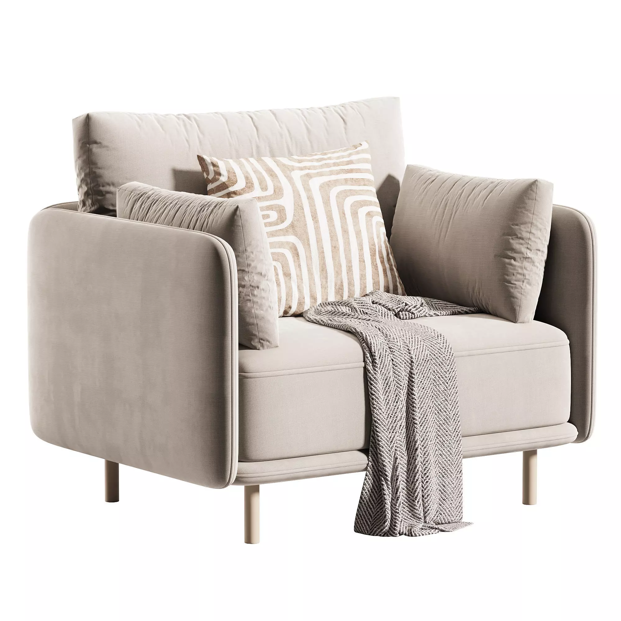 Streamdale Modern Upholstered Accent Chair Low-poly 3D model