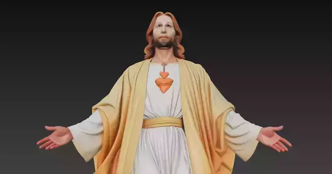 Sacred Heart Redeemer - Divine Religious Statue 3D Model