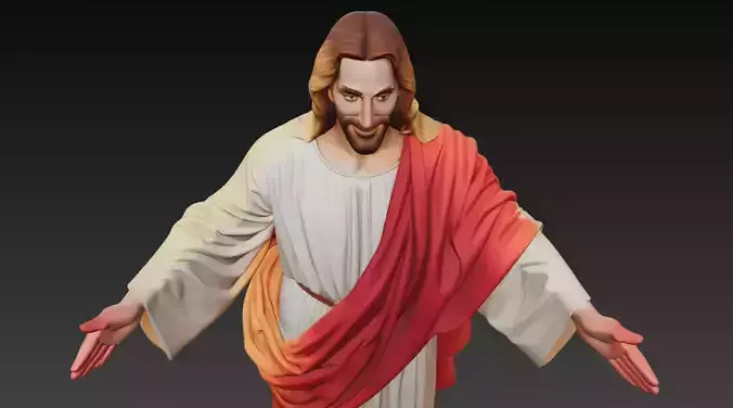 Sacred Redeemer Statue - Divine Religious Sculpture 3D Model