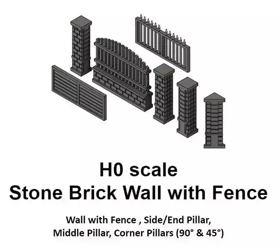Scale Stone Models Stone Brick Wall - H0 Scale 3D model 3D printable | CGTrader