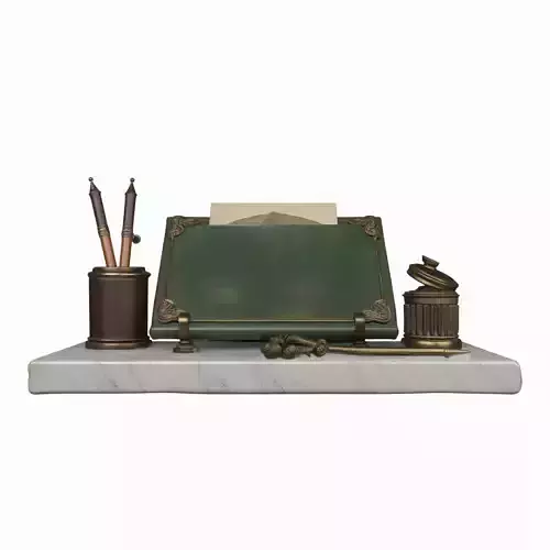 Prestige Bank Presidents Complete Desk Set Marble Base 3D