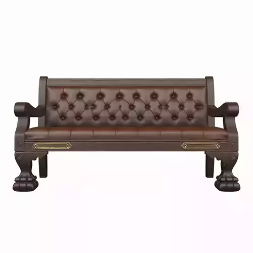3D Wooden Bank Bench Leather Cushioning Brass Nameplate