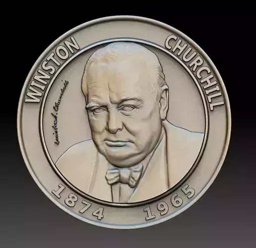WINSTON CHURCHILL MEDALLION COIN 3D