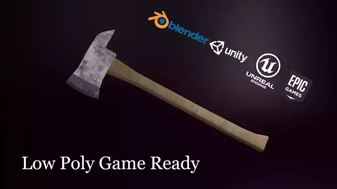 Low Poly Axe Game Ready Blender Unity Unreal
