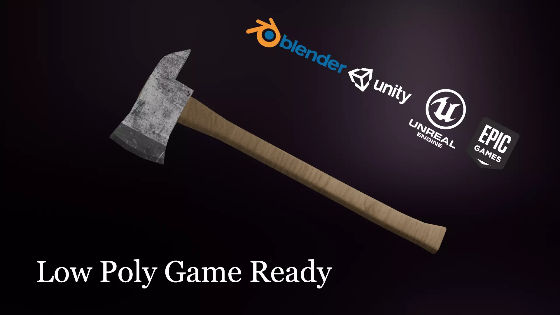 Low Poly Axe Game Ready Blender Unity Unreal Low-poly 3D model
