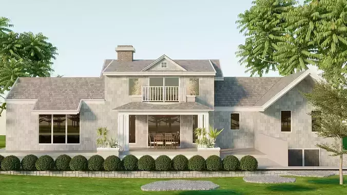 Modern Suburban House Facade 3D model