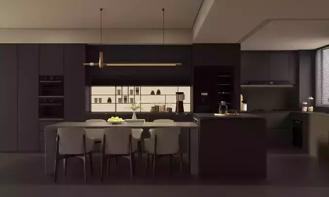 Kitchen interior 05 Low-poly 3D model