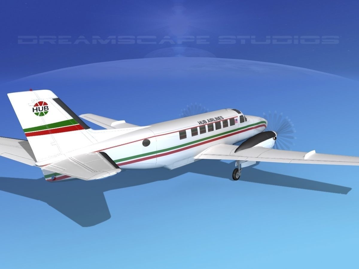 Beechcraft B99 Hub Airlines 3D model_5