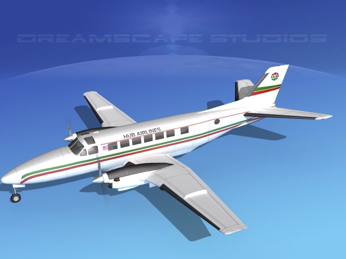 Beechcraft B99 Hub Airlines 3D model_9