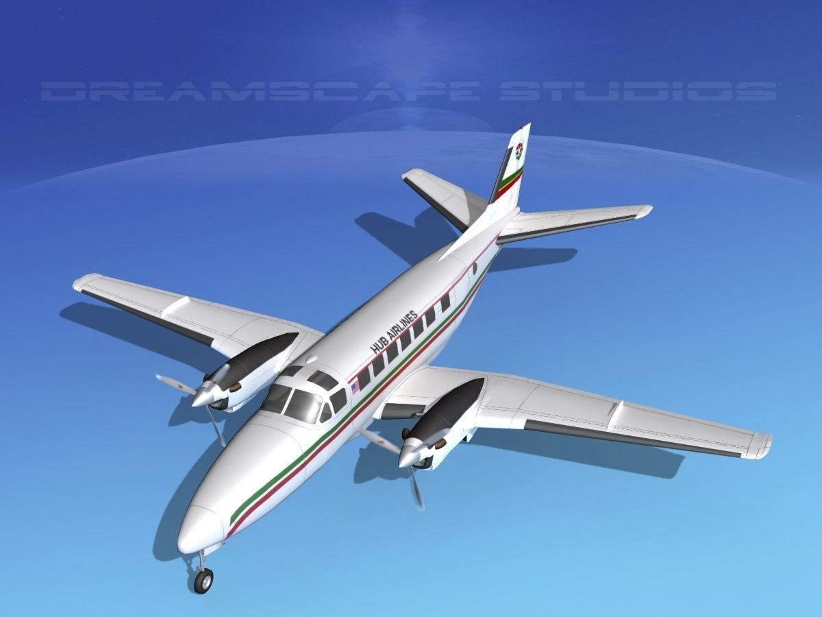 Beechcraft B99 Hub Airlines 3D model_10
