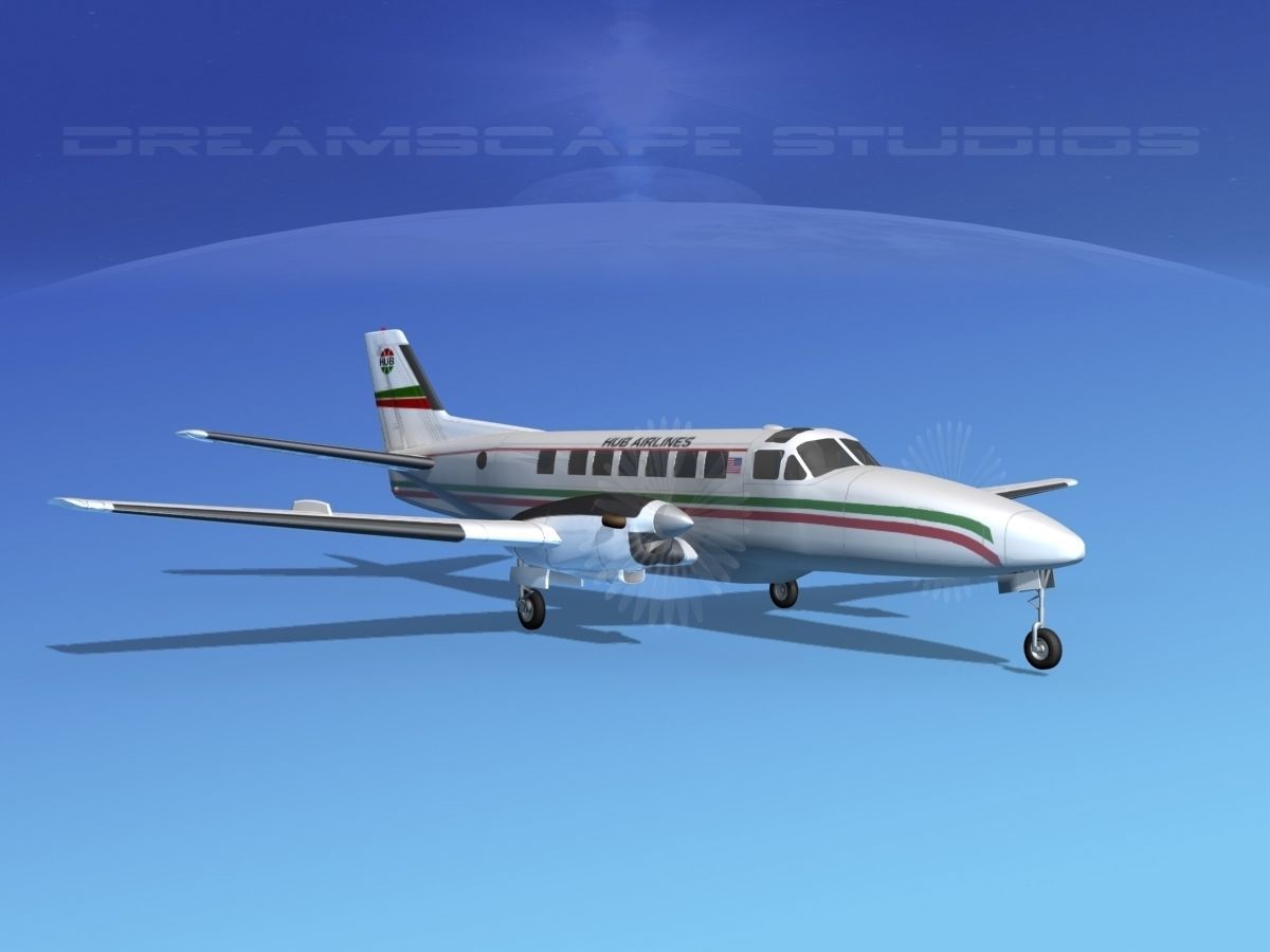 Beechcraft B99 Hub Airlines 3D model_2