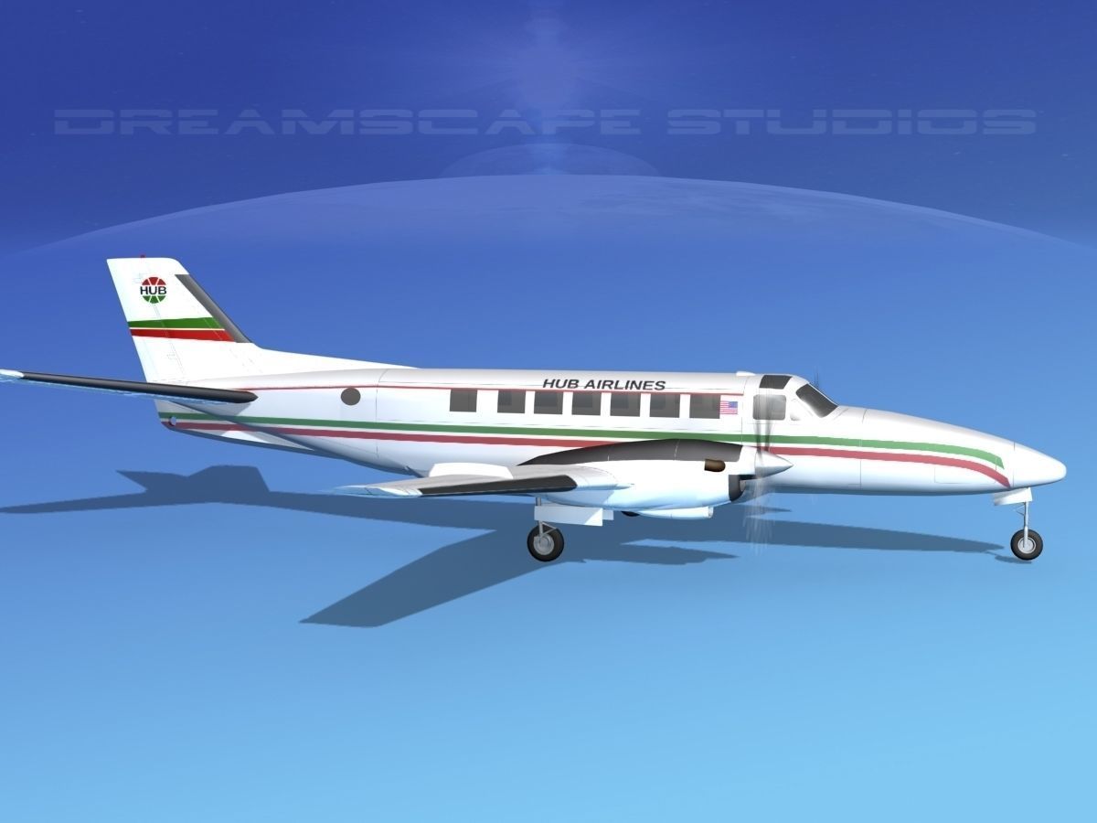 Beechcraft B99 Hub Airlines 3D model_3