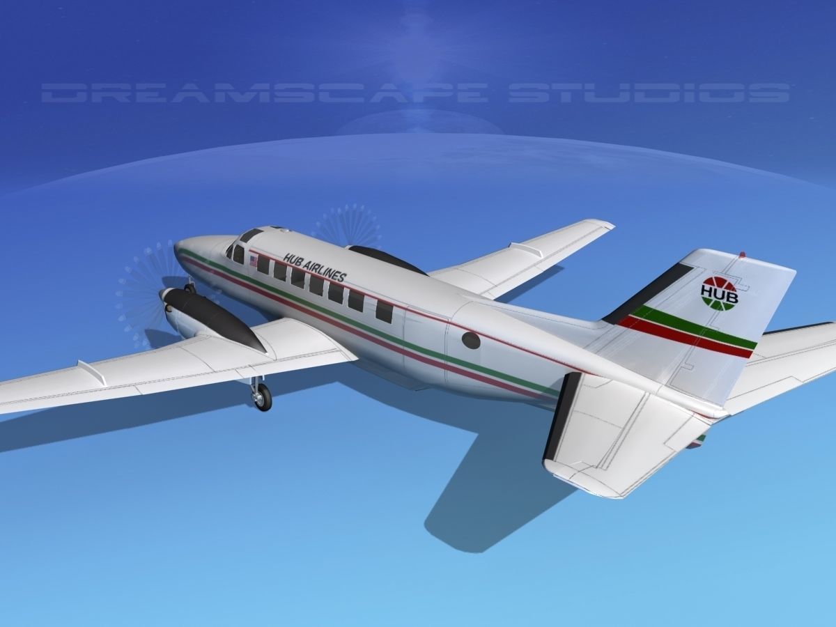 Beechcraft B99 Hub Airlines 3D model_7