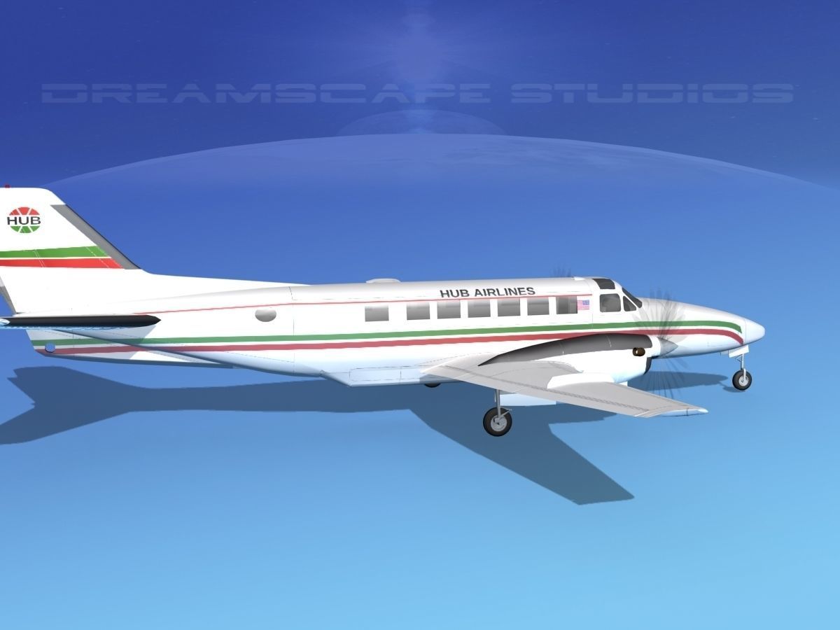 Beechcraft B99 Hub Airlines 3D model_4