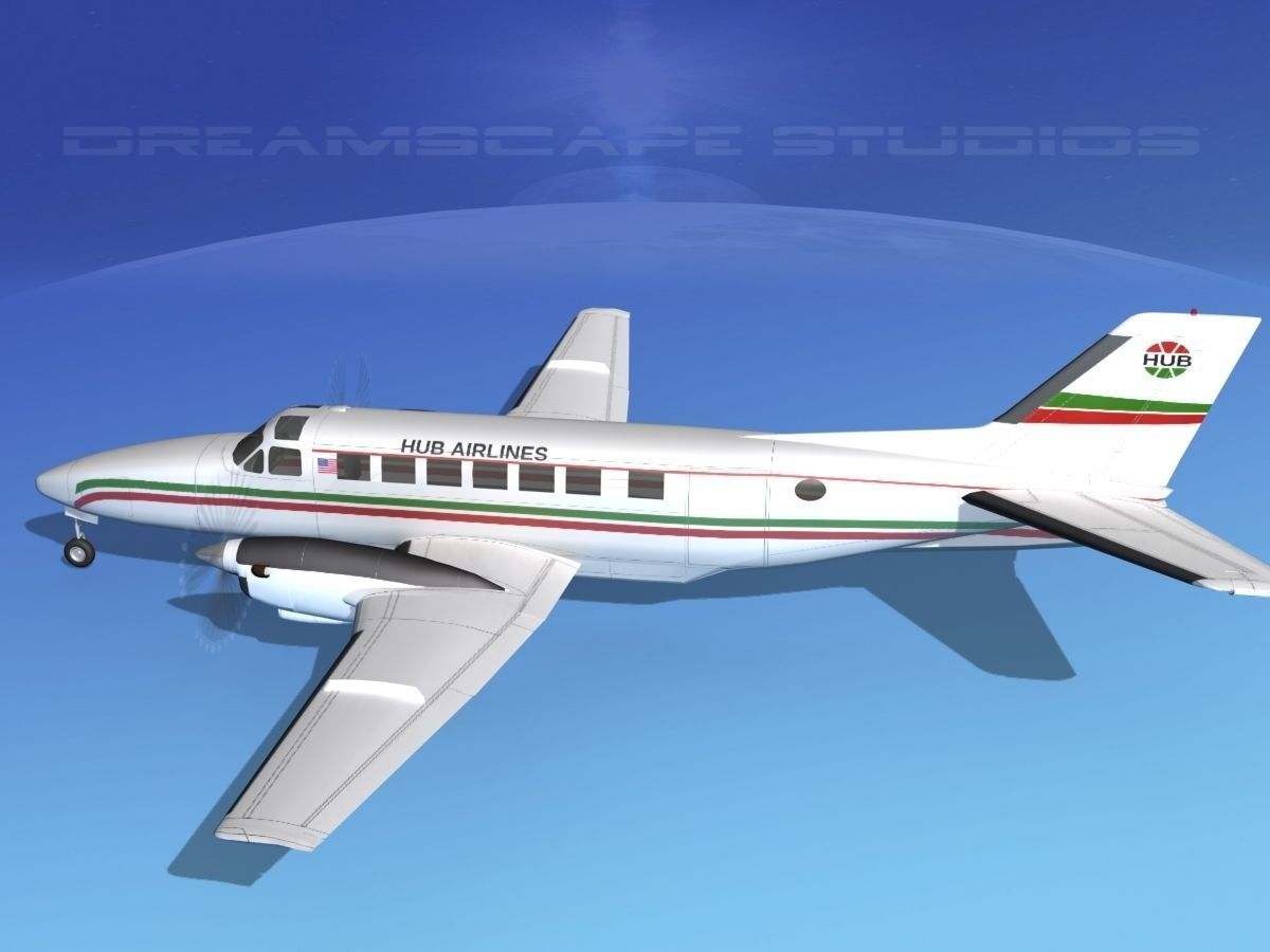 Beechcraft B99 Hub Airlines 3D model_8