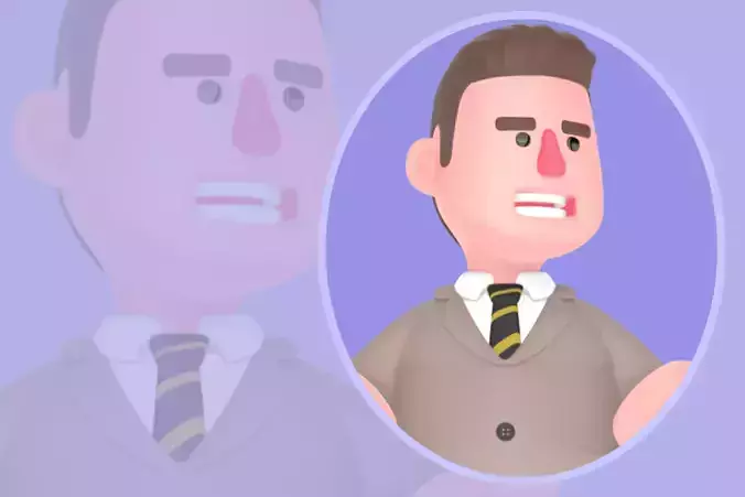 Stylized 3D Angry Lawyer Character - Demanding Explanation Pose