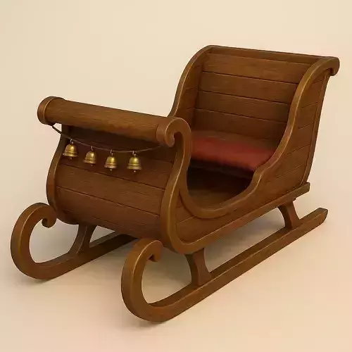 Traditional Christmas Wooden Sleigh - PBR 3D Model