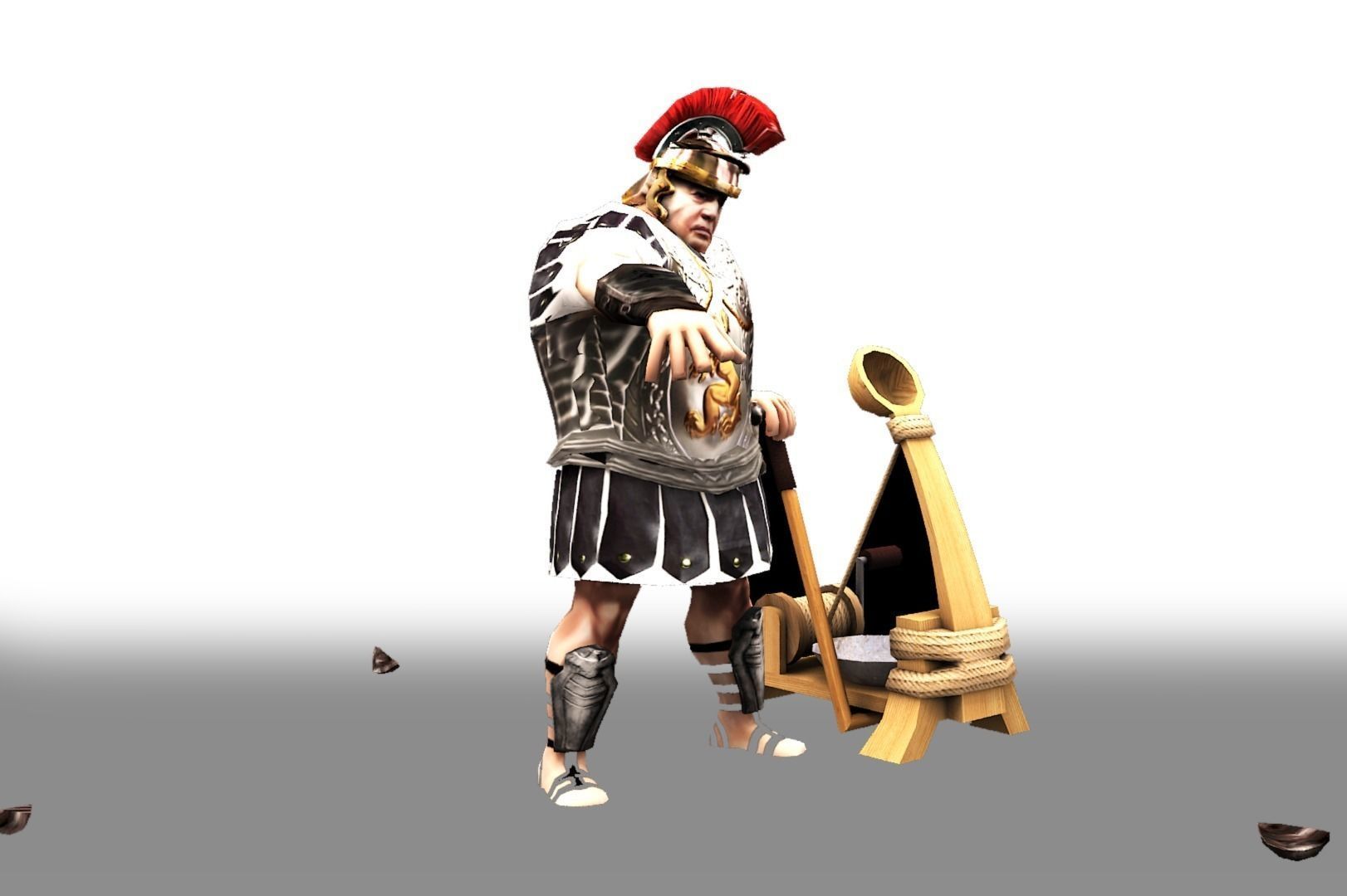 Roman catapult Low-poly 3D model_3