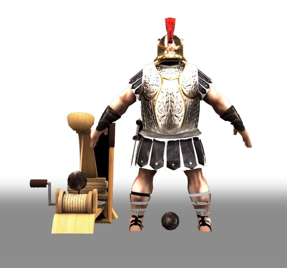 Roman catapult Low-poly 3D model_5