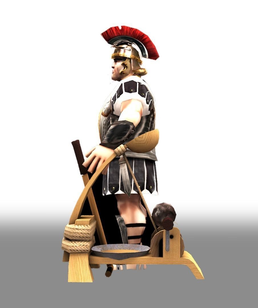 Roman catapult Low-poly 3D model_1