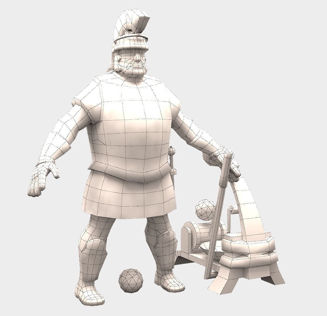 Roman catapult Low-poly 3D model_7