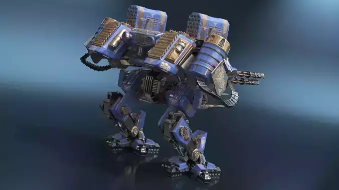 Heavy Assault Mech Walker Blue Warhammer Style