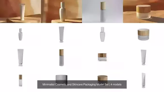 Minimalist Cosmetic and Skincare Packaging Model Set