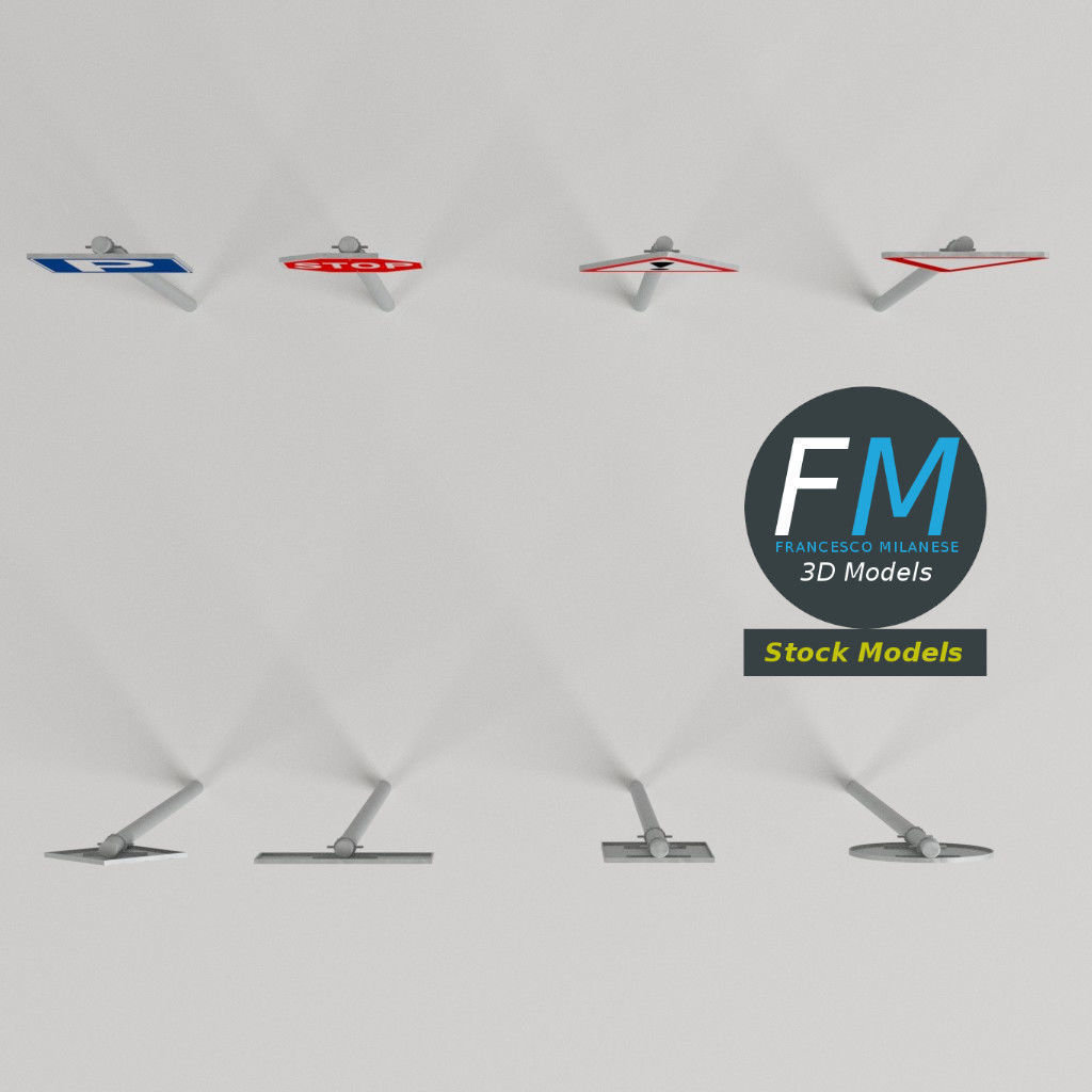 Traffic signs pack 3D model_6