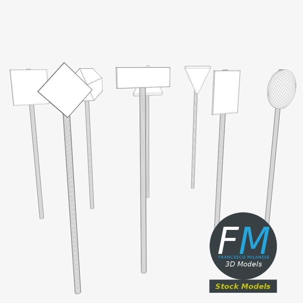 Traffic signs pack 3D model_7
