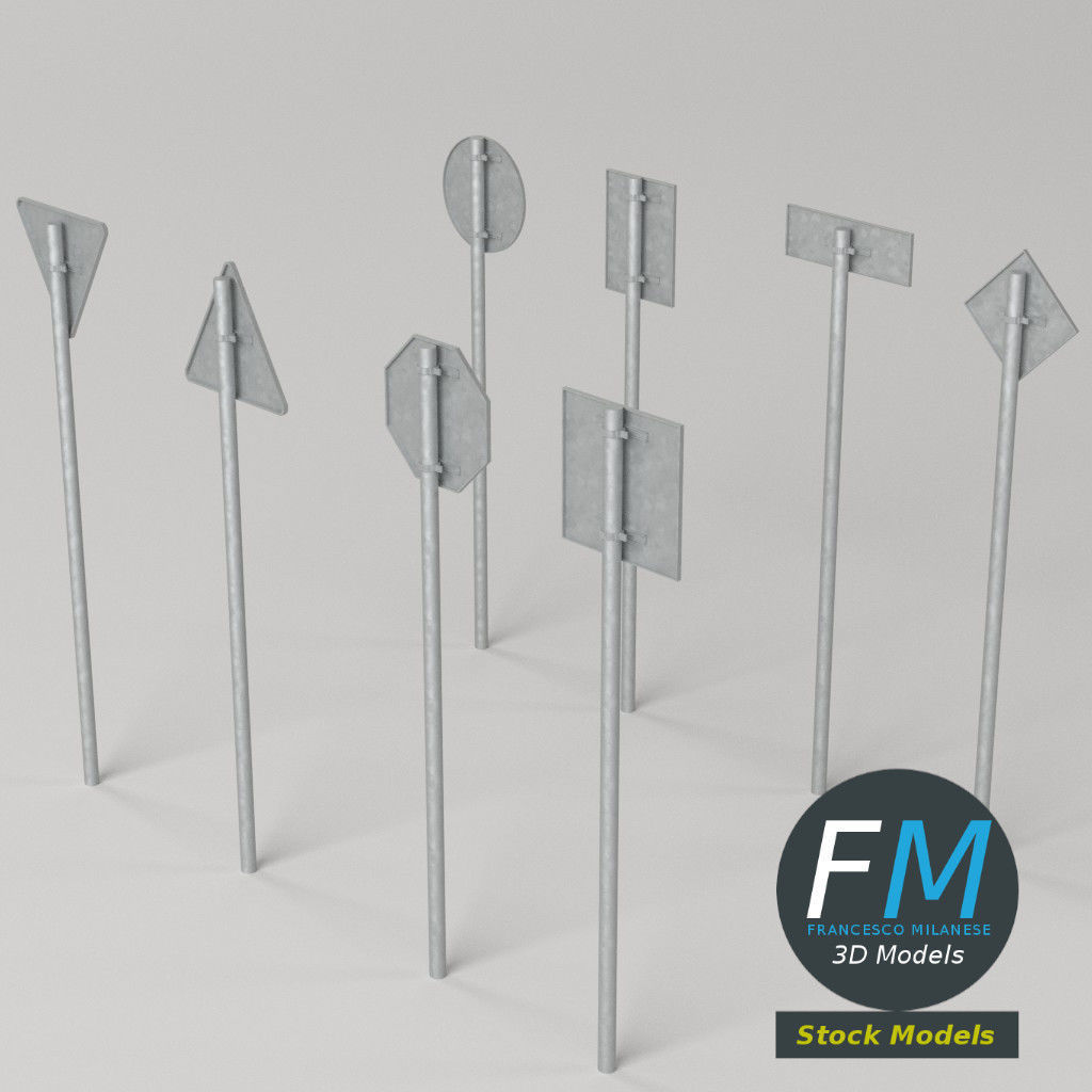 Traffic signs pack 3D model_5