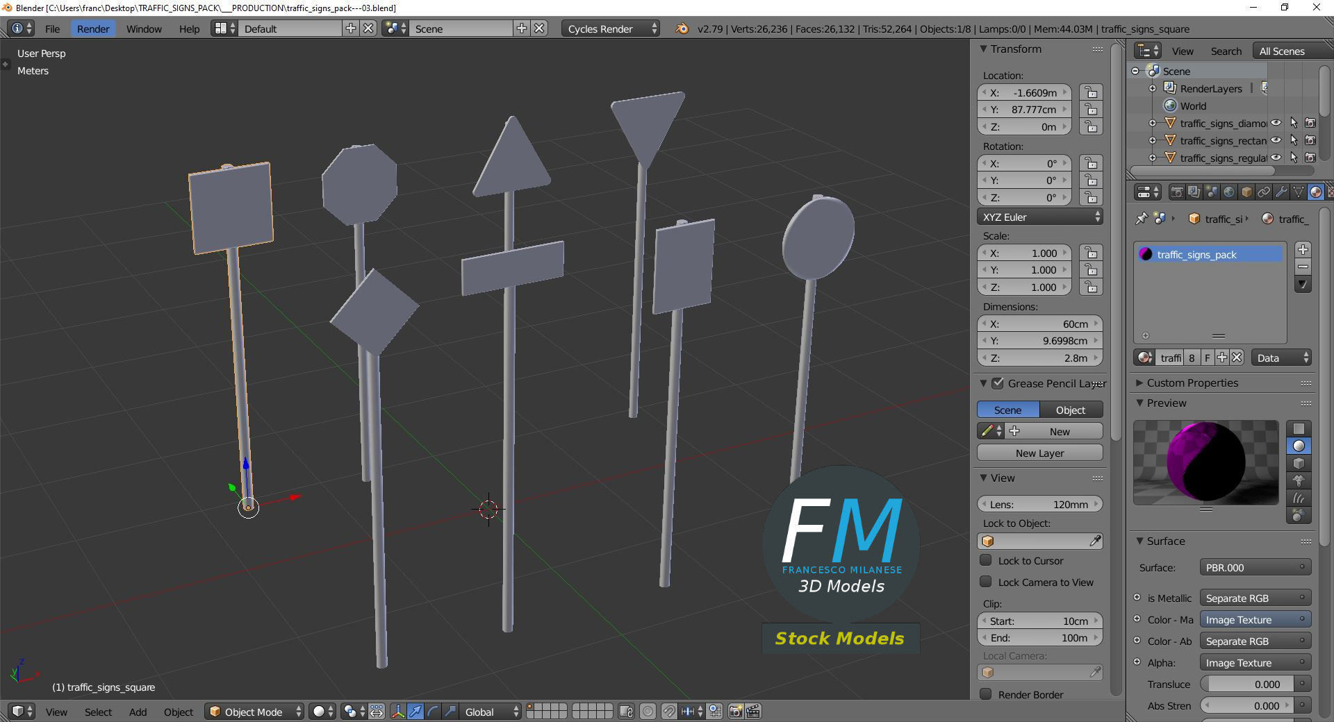 Traffic signs pack 3D model_9